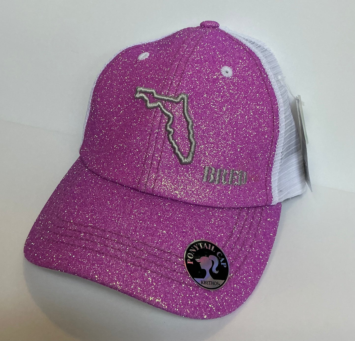 Lilac and White Ponytail SnapBack w/ Silver Logo
