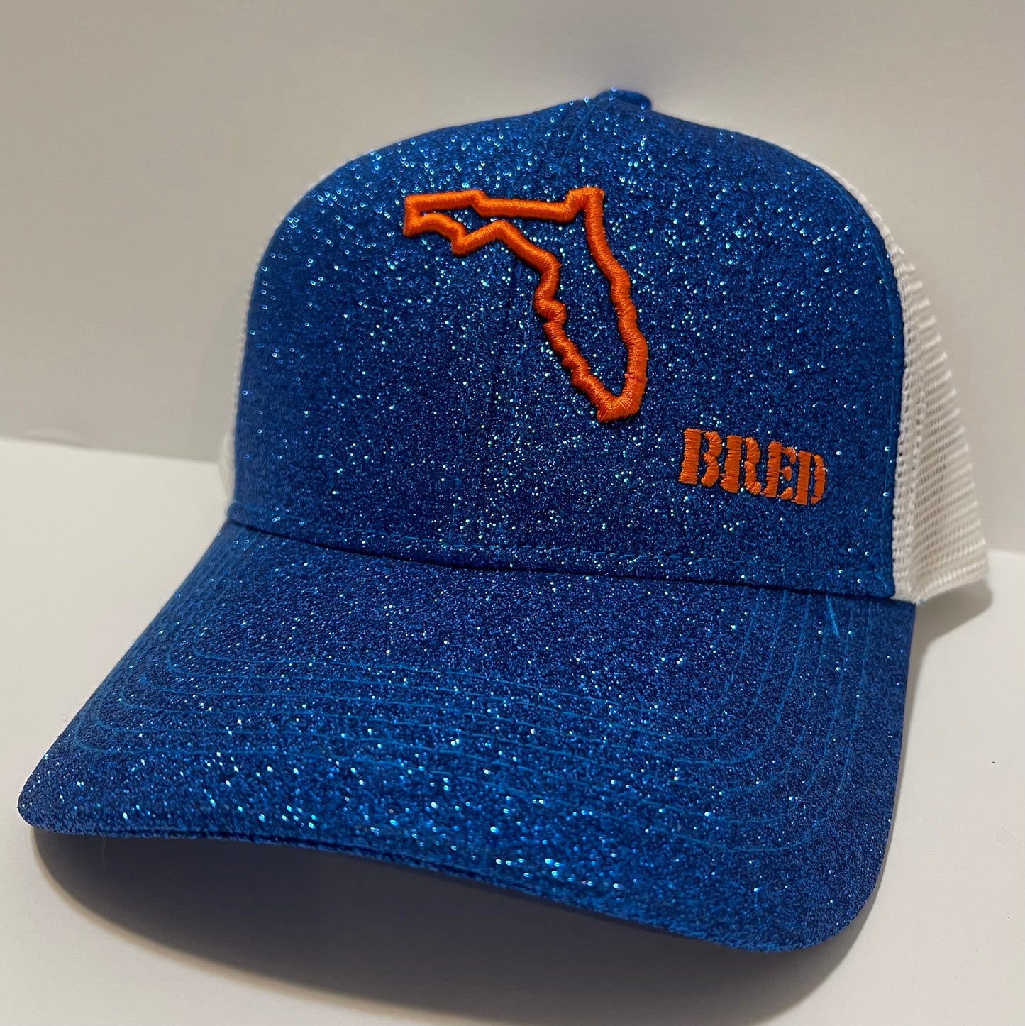 Royal Blue with Orange Logo Glitter Hat