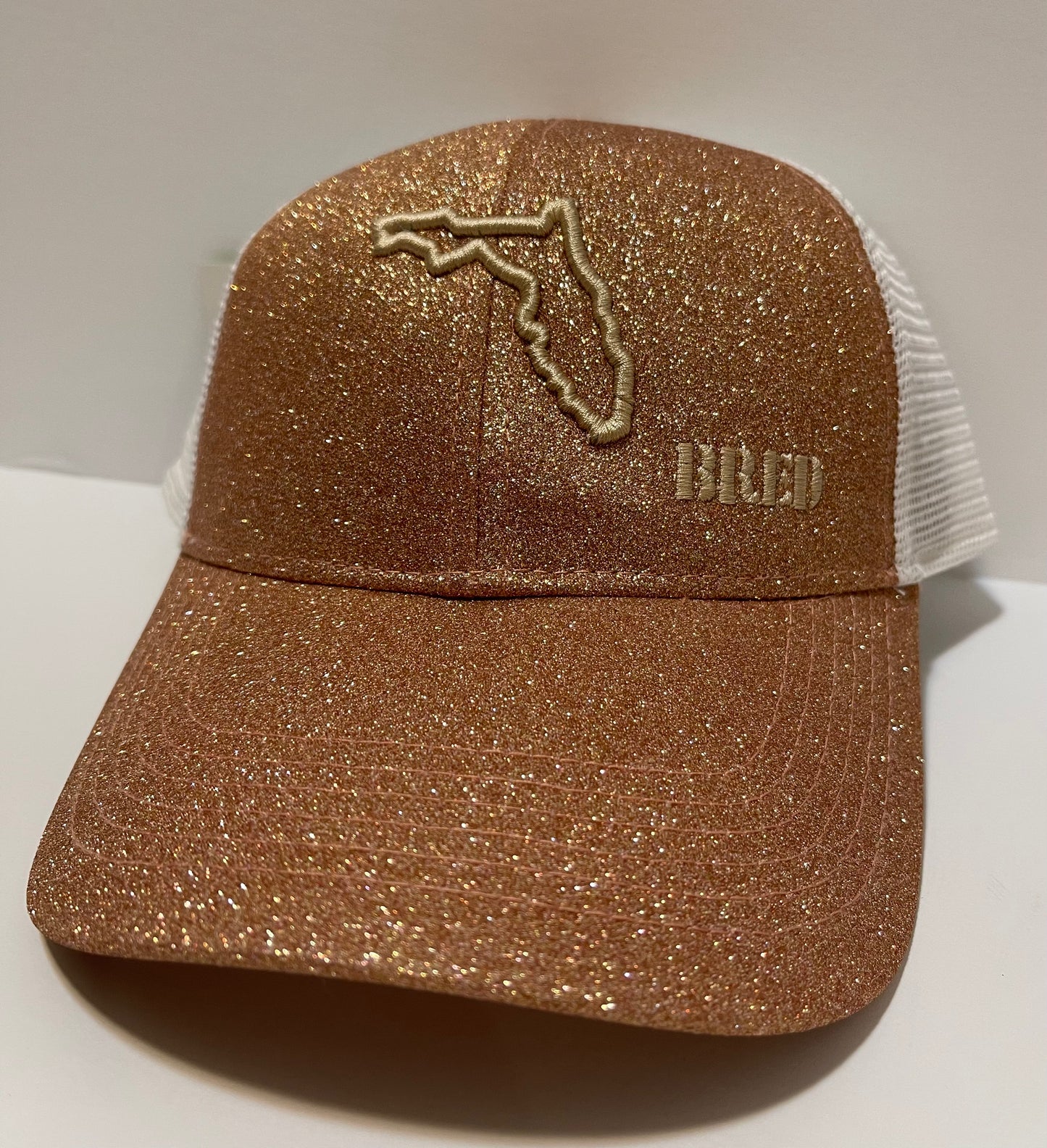 Rose Gold Glitter with Tan Logo