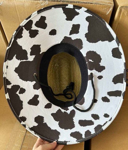 Cow Print Straw Hat