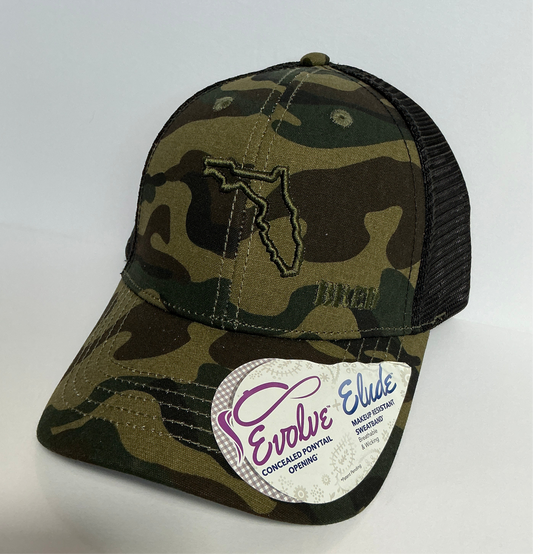 Camo hidden Ponytail w/ Olive Logo