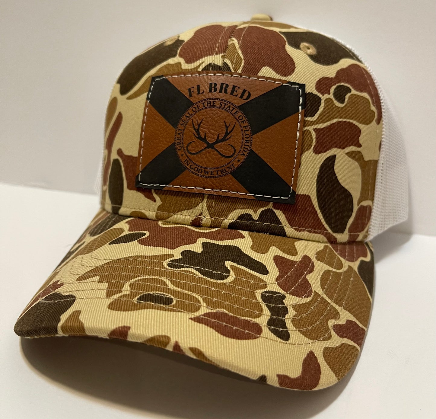 Duck Camo/White SnapBack with Hooks & Horns