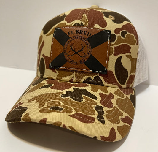 Duck Camo/White SnapBack with Hooks & Horns