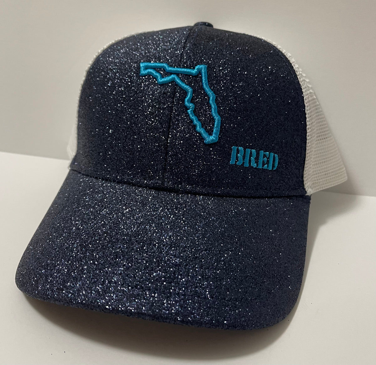 Navy Glitter Cap with Teal Logo
