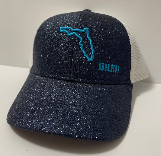 Navy Glitter Cap with Teal Logo