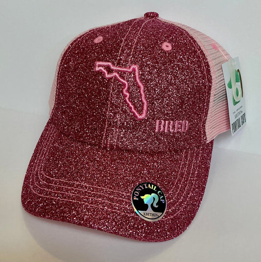 Pink Glitter Ponytail SnapBack w/ Pink Logo