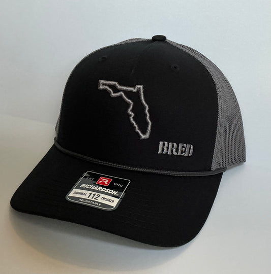 Black/Gray/Black SnapBack Rope Hat w/ Gray Logo