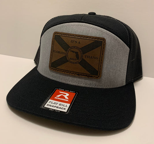 Heather Gray and Black Flat Bill Patch Hat