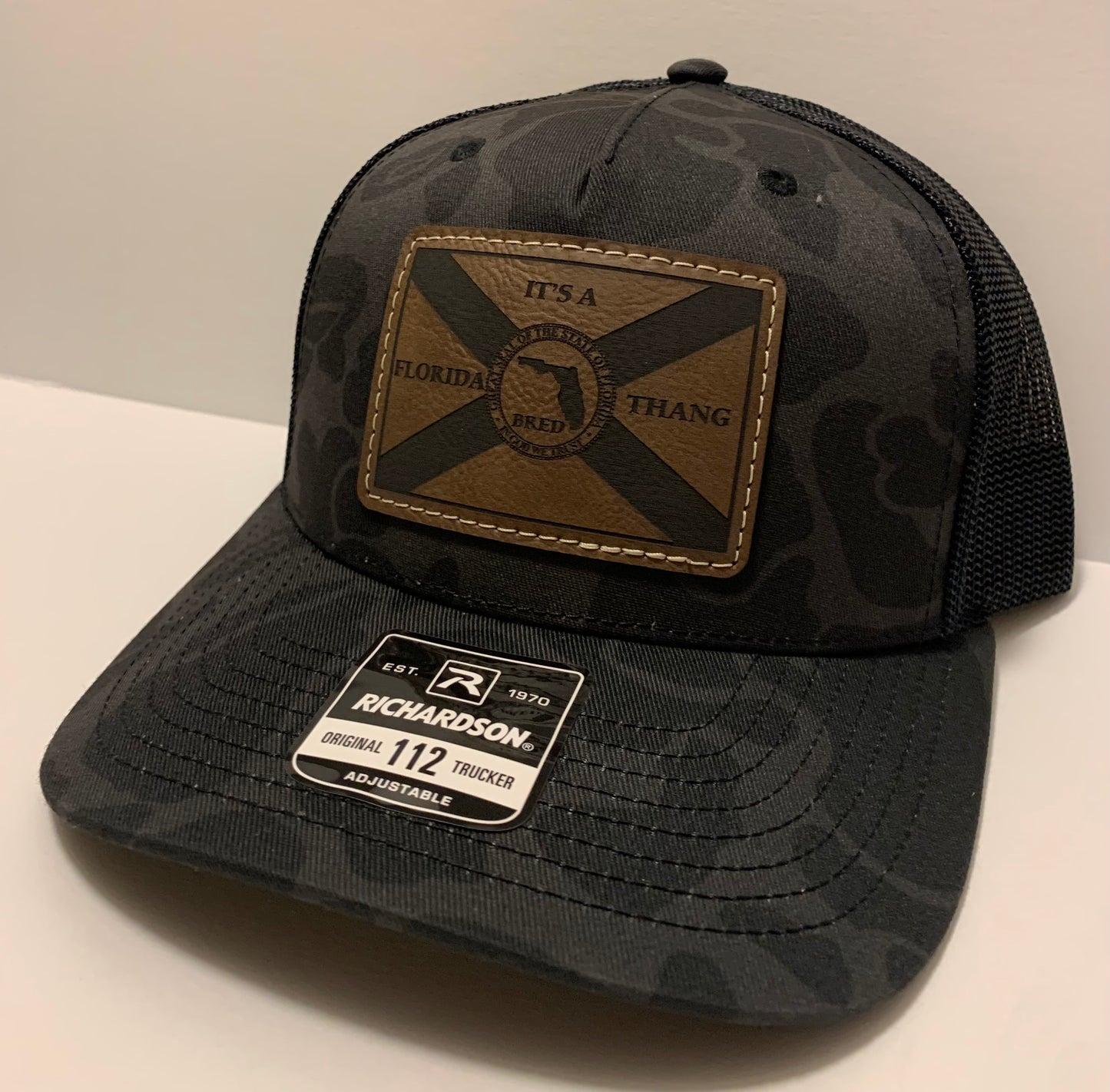 Saddle Back Camo and Black Patch Hat