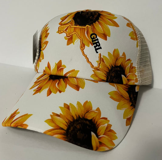 FL Girl Sunflower Ponytail Hat