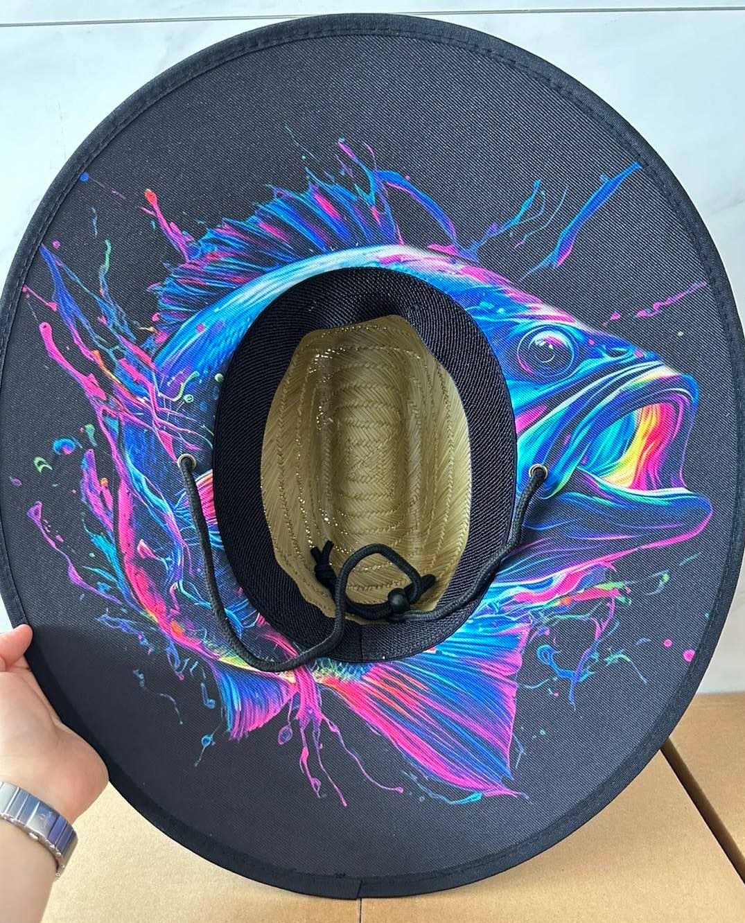 Neon Bass Straw Hat